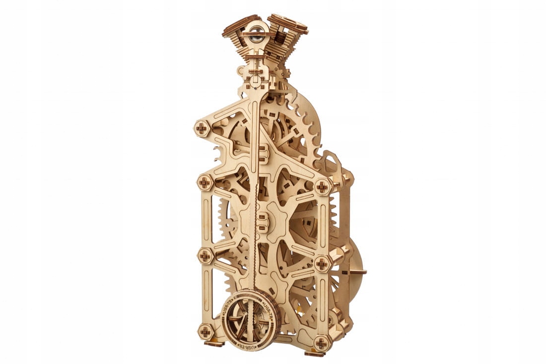Zegar Engine Clock Ugears drewniany model 3d Kolekcja Mechaniczne Modele