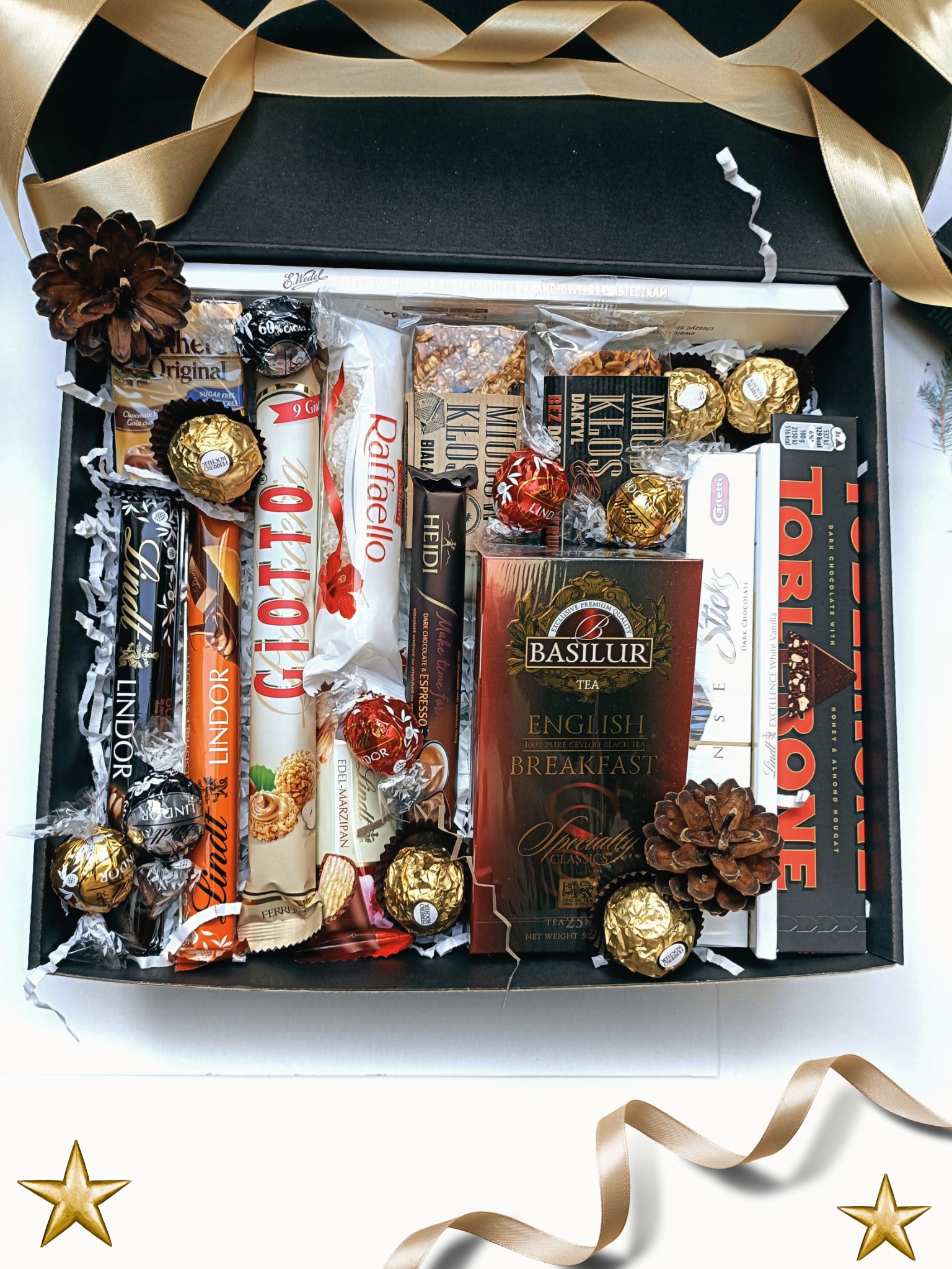 Levně Dárkový Box Zlatá Hvězdička Koš sladkostí Dárek k Narozeninám Krabička Boxy
