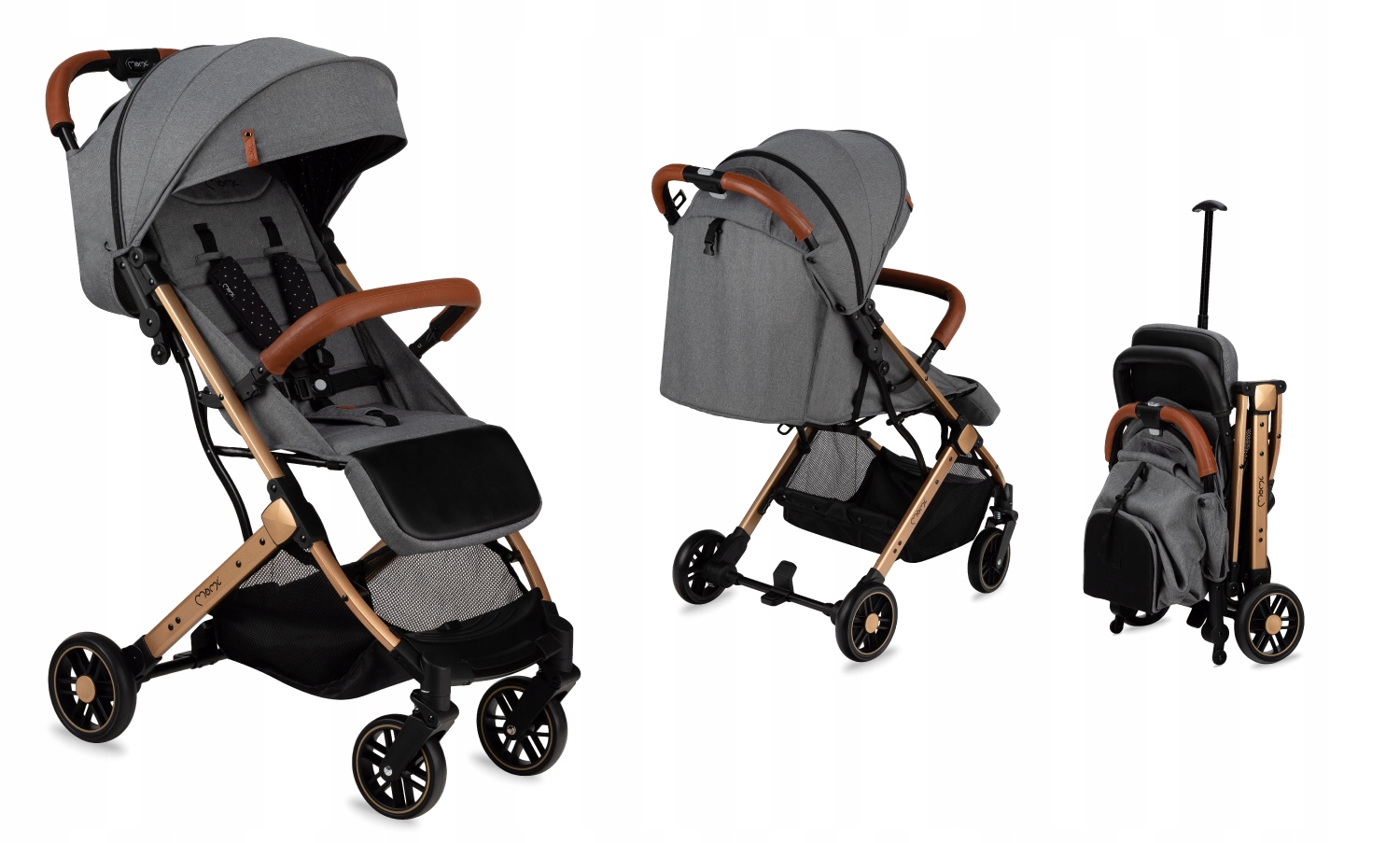 WÓZEK SPACEROWY SPACERÓWKA - MoMi ESTELLE SZARY ZŁOTY - MAŁY LEKKI WALIZKA Kod producenta WOSP00018