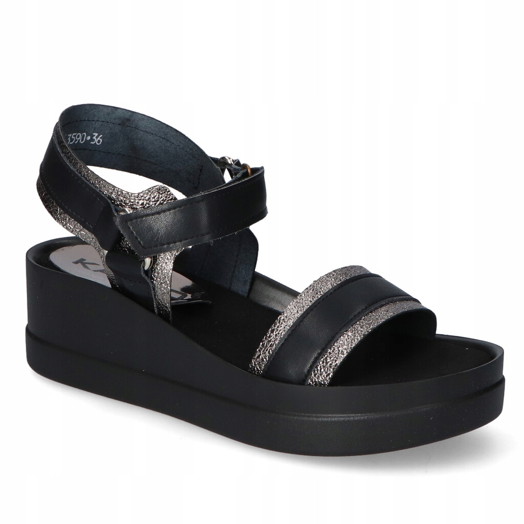 Pohodlné Sandálky Karino Černé Semiš na suchý zip 40