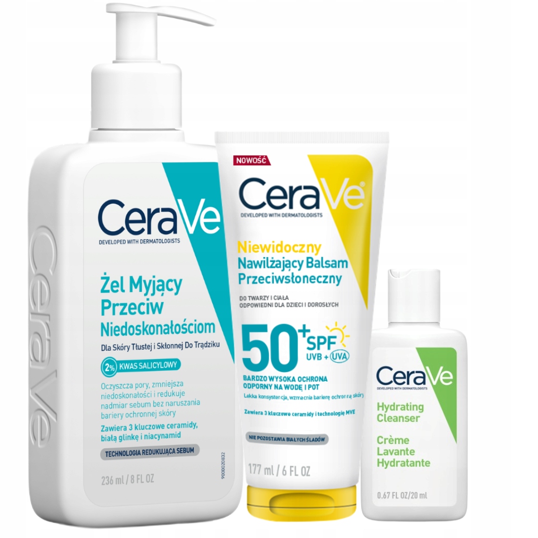 CeraVe Balsam Spf 50+ 177ml Żel Myjący Przeciw Niedoskonałościom 236ml