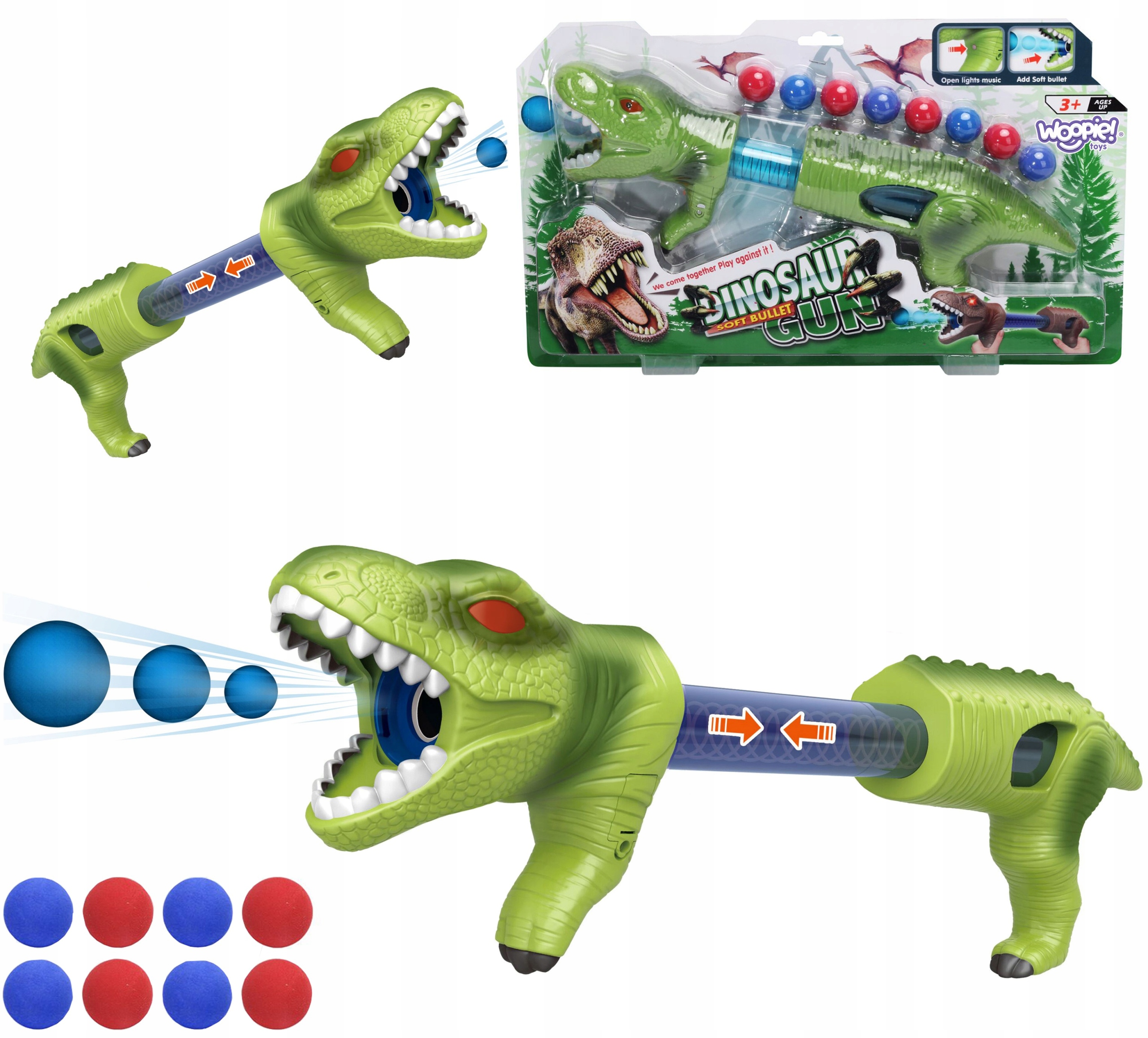 

Pistolet Na Miękkie Piłki Piankowe Dinozaur Woopie