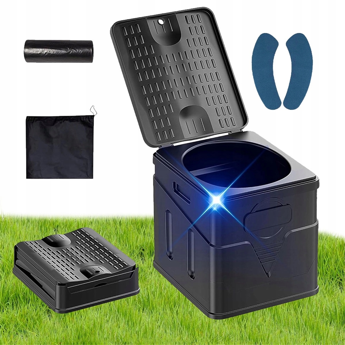 Skládací Venkovní Toaleta Černá Pp Pro Outdoorové Aktivity 150 Kg