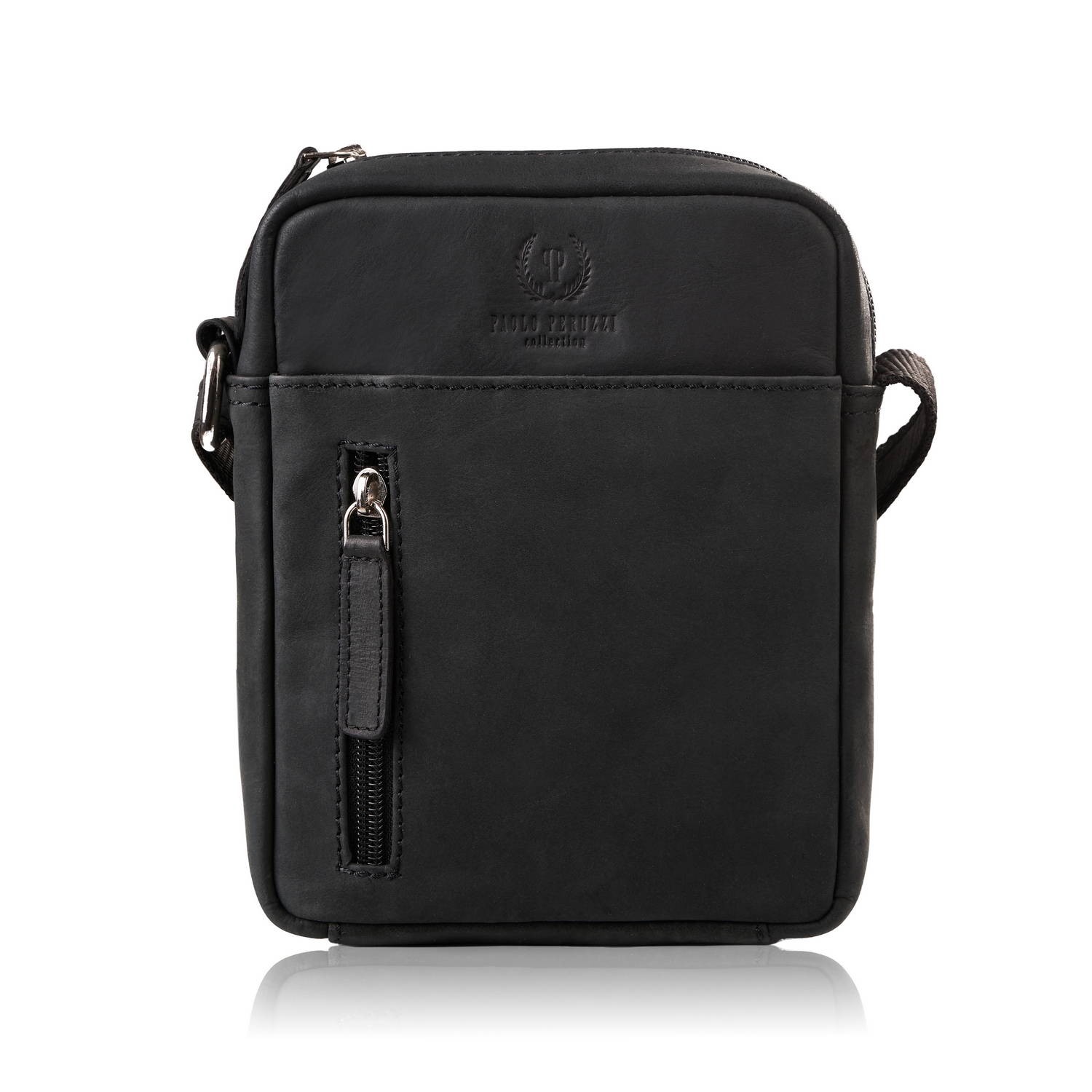 Pánská kožená taška přes rameno malá černá Paolo Peruzzi AY-05-HBL