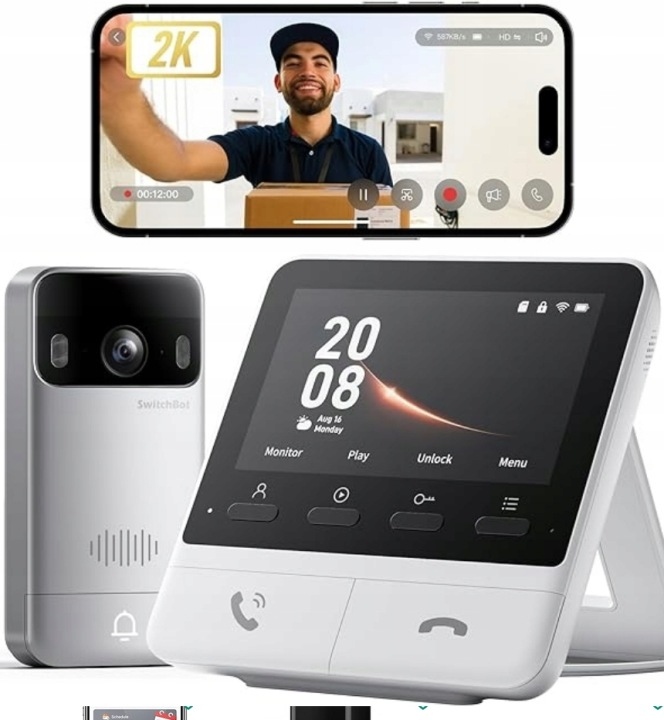 Videovrátnik Monitor Domofón Switchbot Smart Video Doorbell 2K Matter 2V1