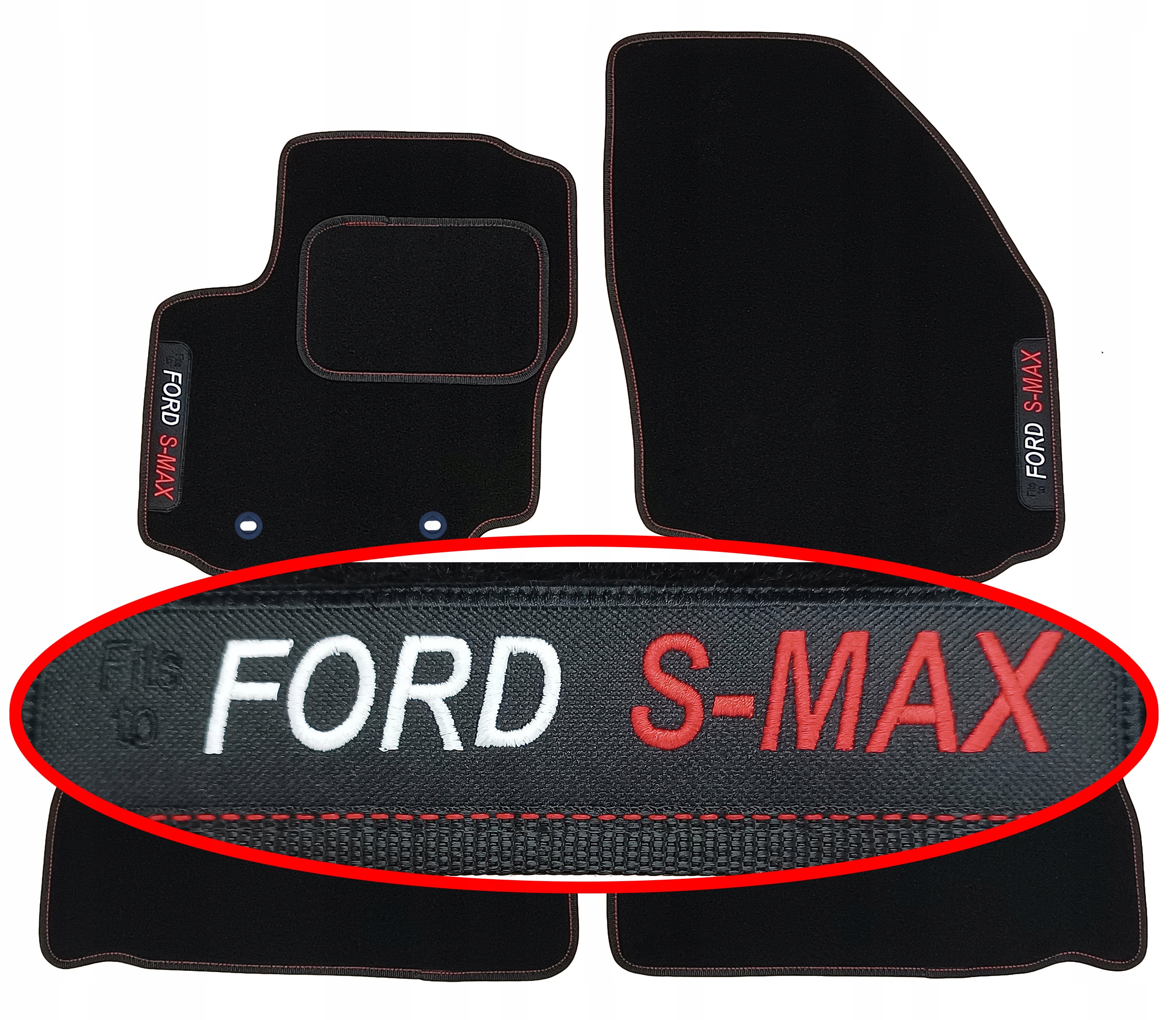 Ford S-max I od 2006-2011 Dywaniki welurowe do auta Haft