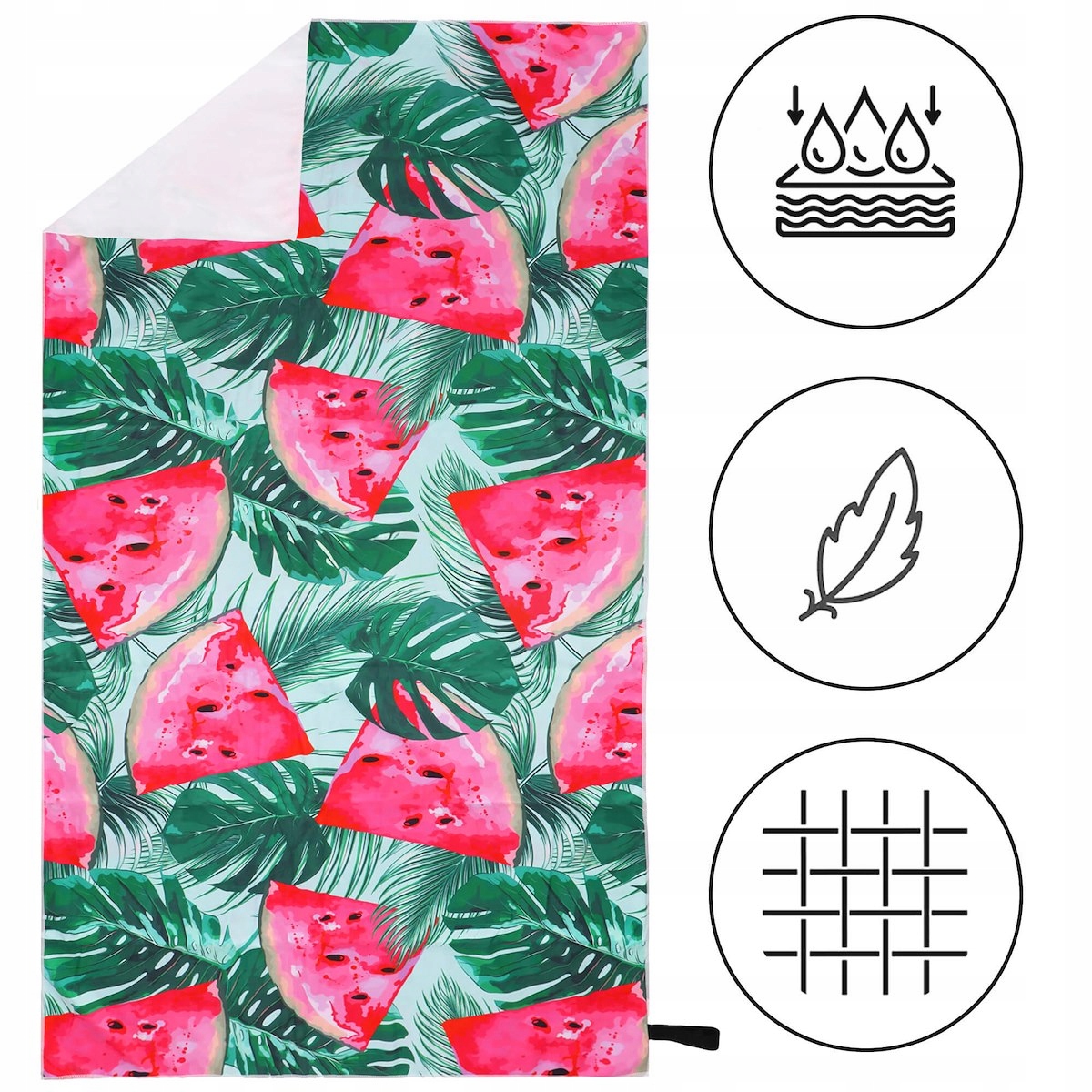 RĘCZNIK KĄPIELOWY SZYBKOSCHNĄCY PLAŻOWY Z MIKROFIBRY 90x180cm SPORTOWY DUŻY Motyw roślinny