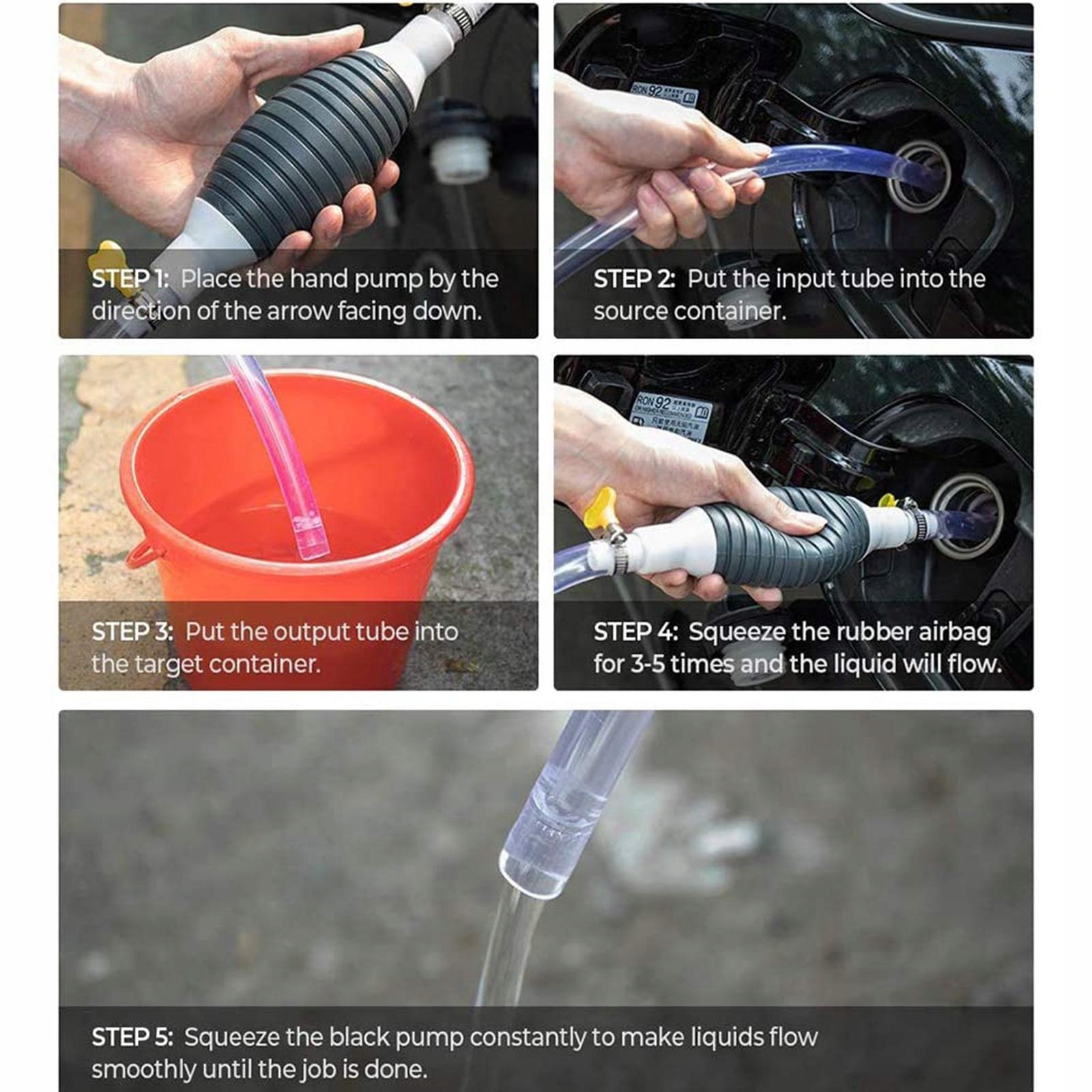 Manual Car Fuel Transfer Pump with PVC Hose, 300cm Marka bez marki