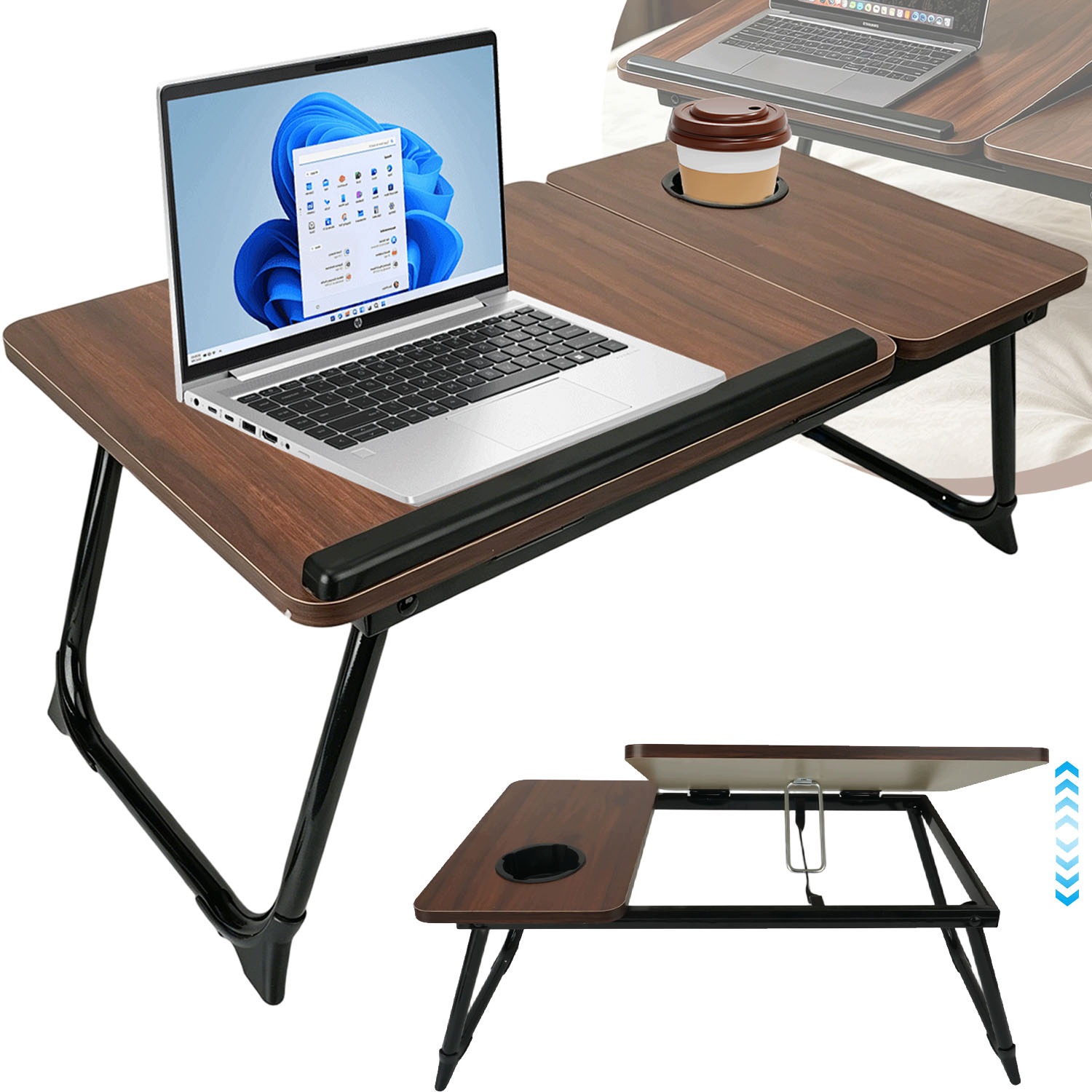 Skládací Mobilní Stolek Pod Notebook K Posteli, Nastavitelný, Snídaňový, Do 45 Kg
