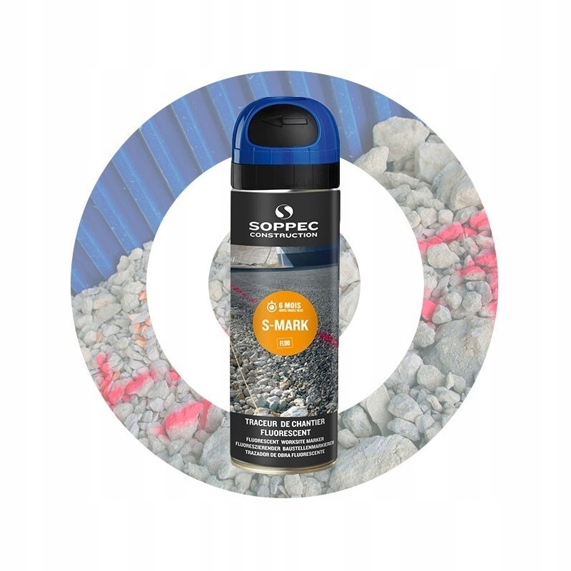 Spray Soppec500ml SMARK Niebieski Farba geodezyjna