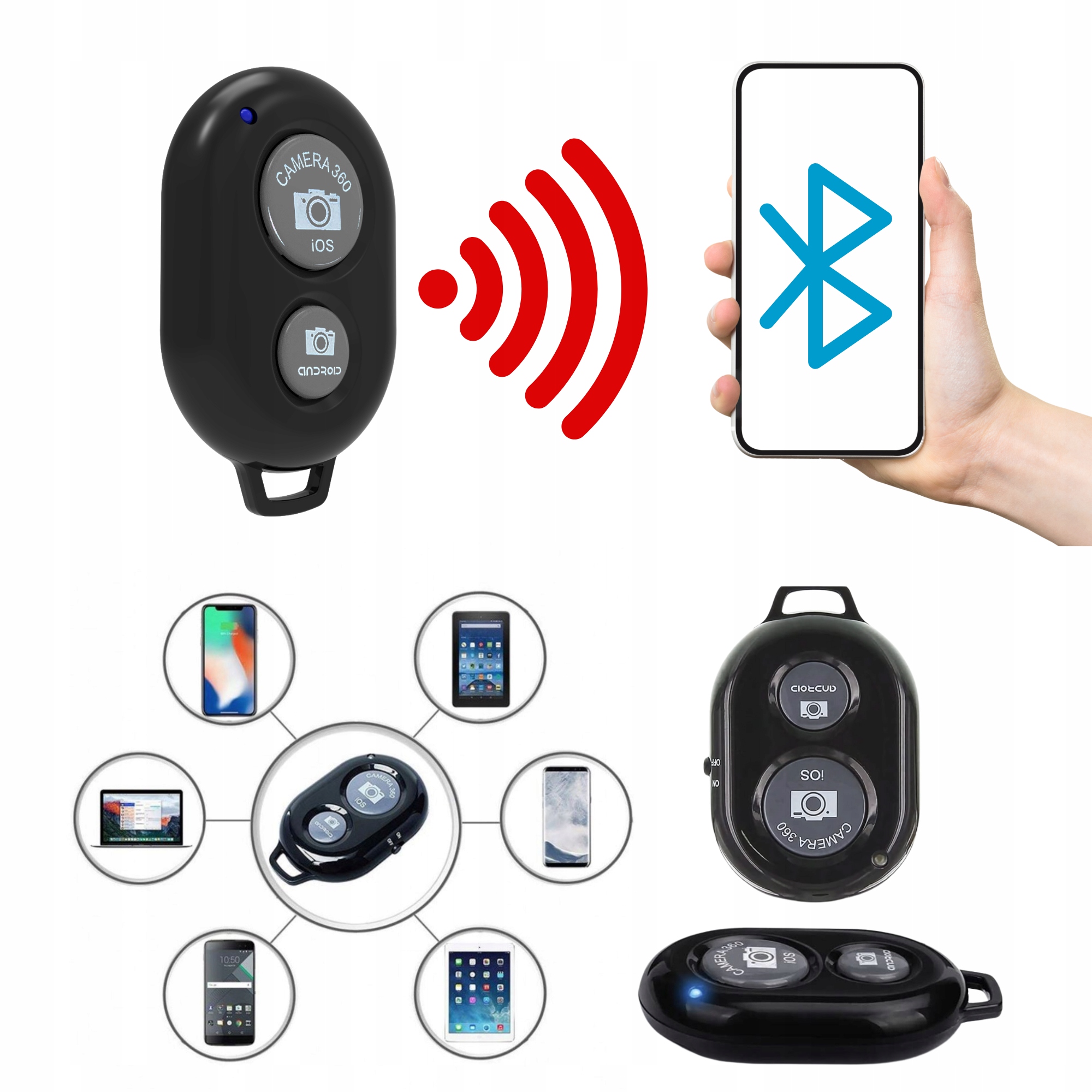 Uniwersalny pilot bluetooth do telefonu statywu wyzwalacz zdjęć Selfie
