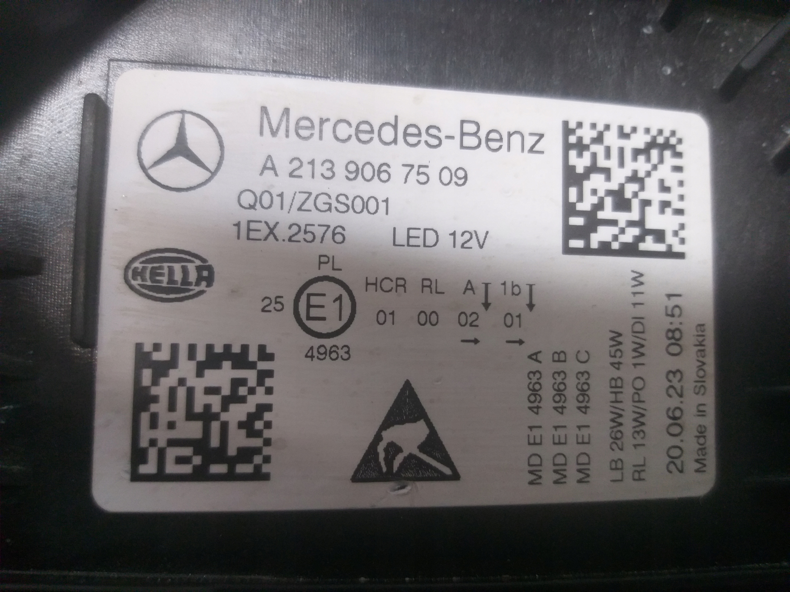 light front left MERCEDES E KLASA W213 LIFT FULL LED A2139067509