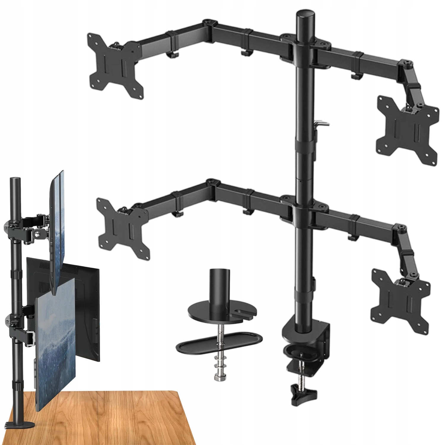 Silný Vertikální Stolní Držák Pro 4 Monitory 13"-32" Vesa 75×75 100×100