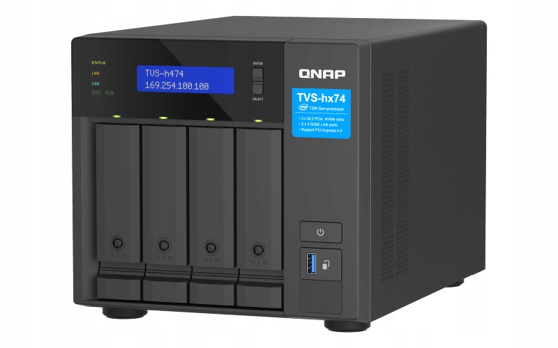 Qnap TVS-h474-PT-8G 4-polohový Nas server, Intel Pentium 8GB Ram, 2x 2,5G