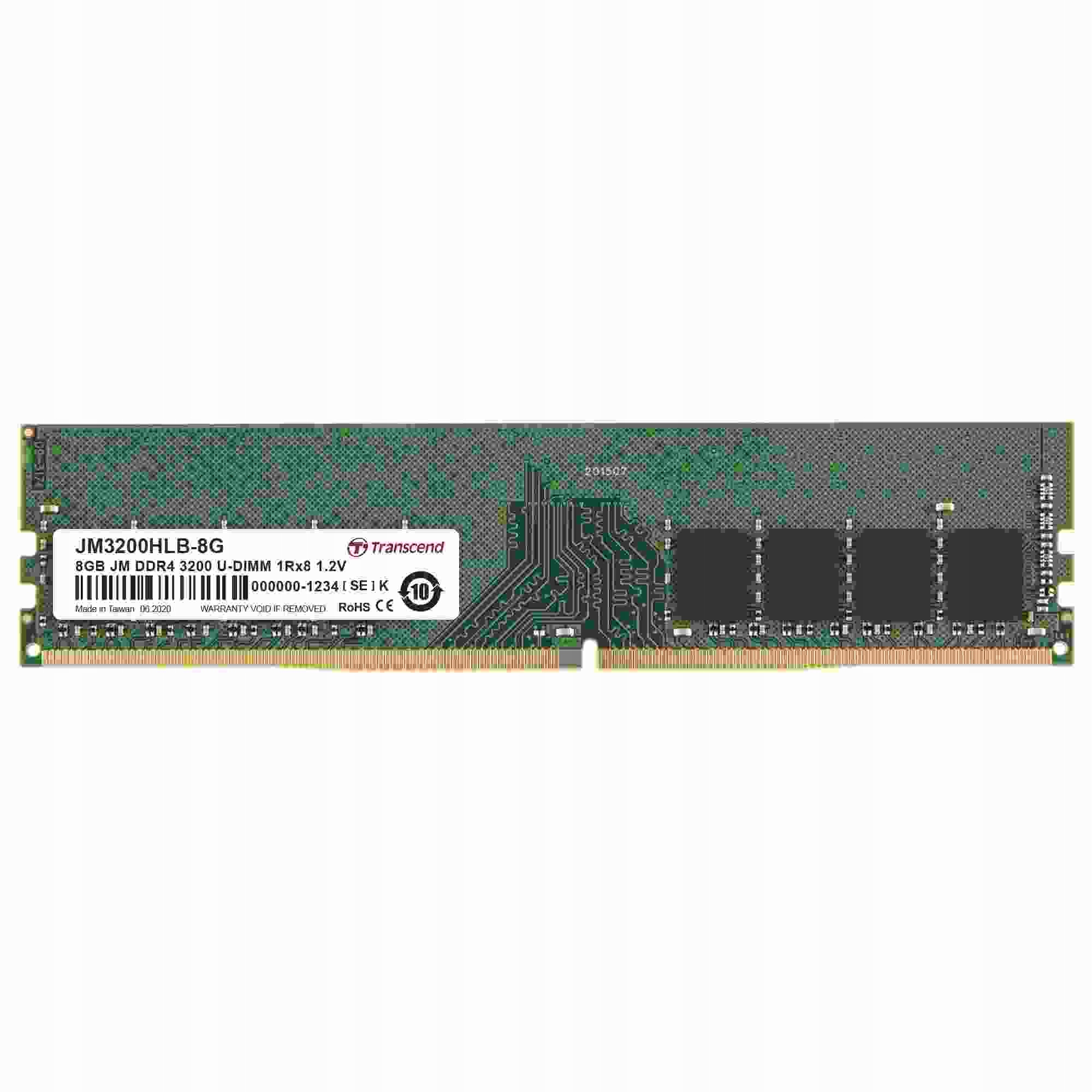 Transcend DDR4 8GB 3200Mhz U-dimm 1Rx8 1Gx8 CL22 1.2V JM3200HLB-8G