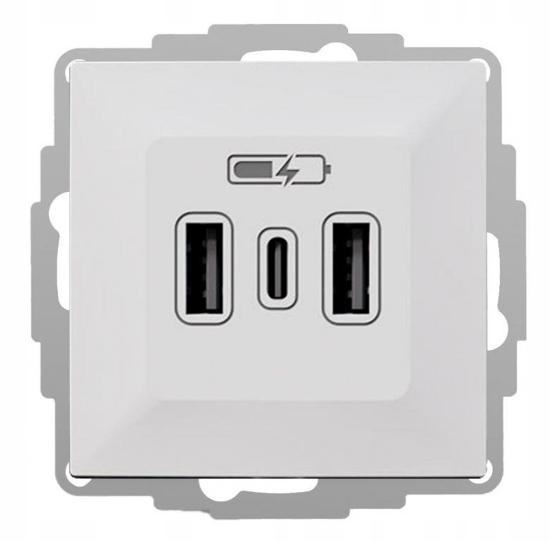 Vestra Ładowarka Usb 2xA+C biały 3808-10