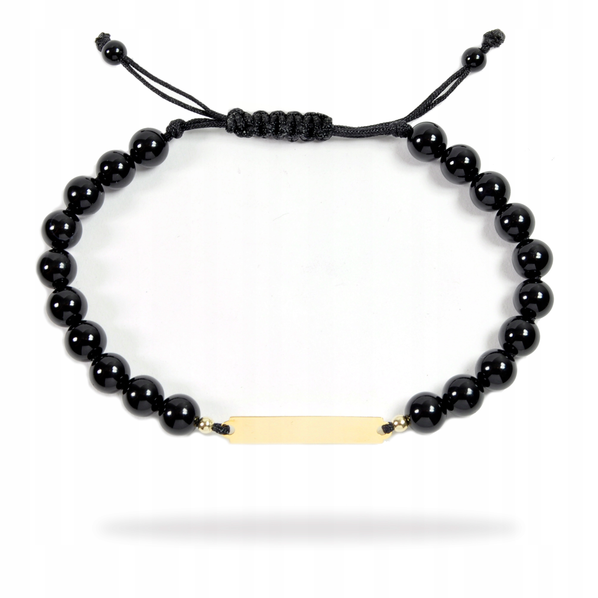 Náramek se zlatou destičkou a onyxovými kameny, ryzost 585