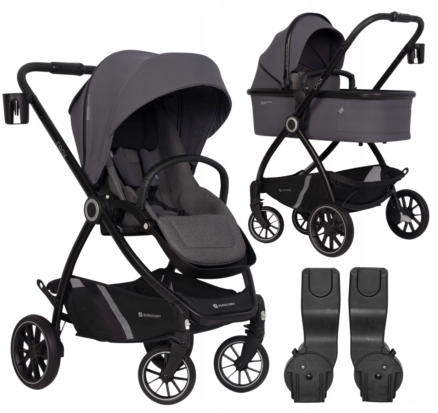 Euro Cart Crox Wózek Spacerowy Lekki Gondola Adaptery 22KG 2W1