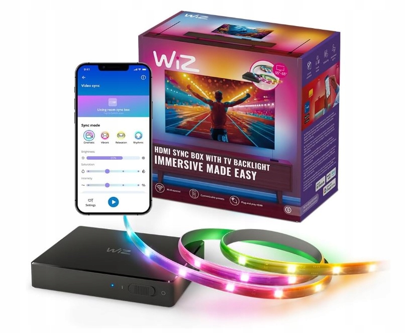 Led pásek Wiz 3,4 m vícebarevný 17 W pro Tv 55-65 palců