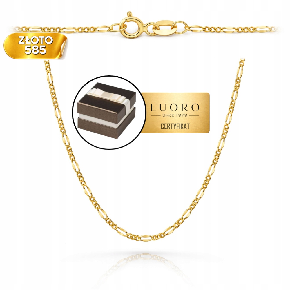 Řetízek Zlatý 585 14K Vazba Figaro Gucci 45 CM Elegantní Klasika