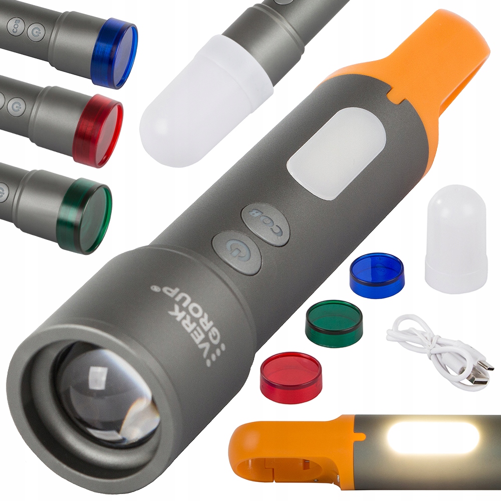 LATARKA TAKTYCZNA WOJSKOWA ZOOM COBA TG COB USB NA BIWAK TURYSTYCZNA UCHWYT