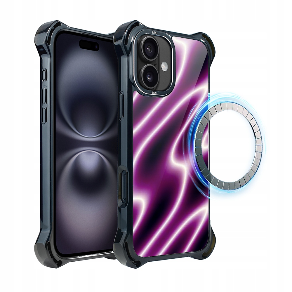 Pouzdro pro iPhone 16 Plus Ibizu DropGuard Ultra s MagSafe, neonová vlna