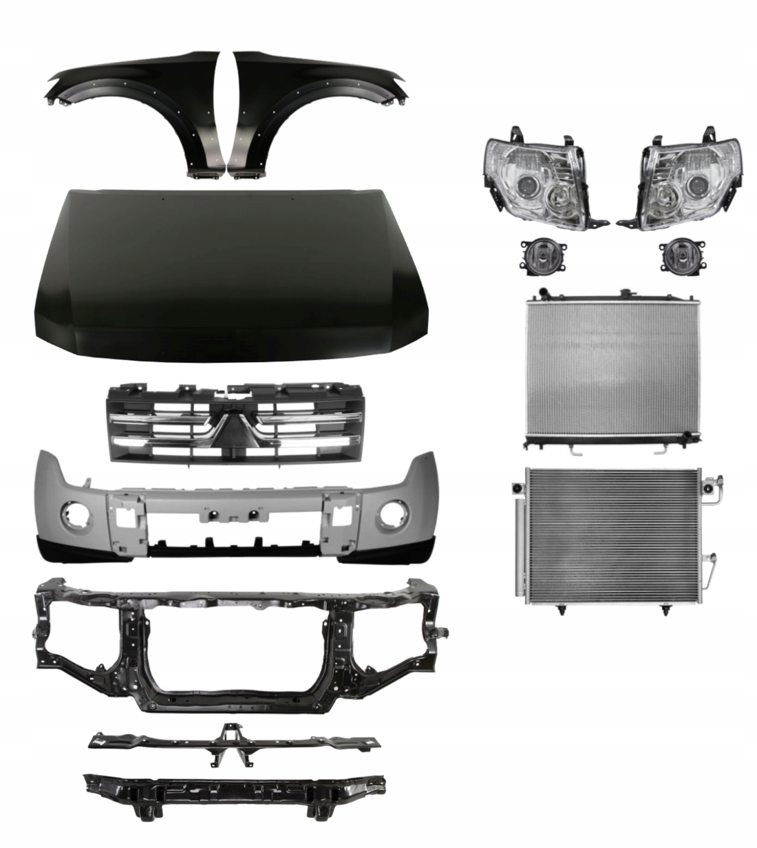 Mitsubishi Pajero 07- Maska Zderzak Błotnik Pas ZESTAW CZĘŚCI