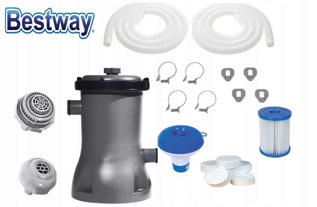 Zestaw Pompa Filtrująca Bestway 1249 Filtr 2 X Rura Wąż zaciski Dozownik