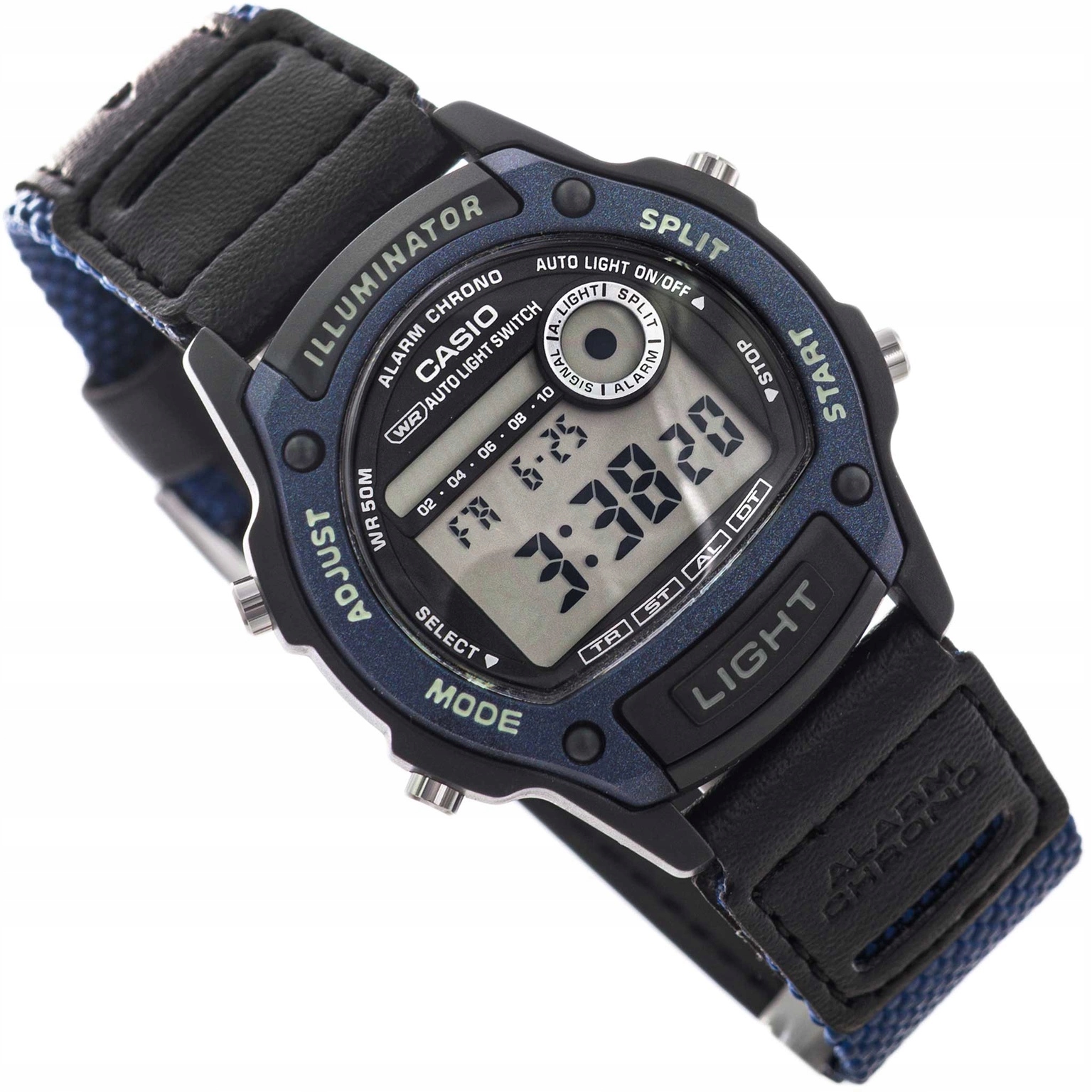 Pánské hodinky Casio W-220HF-2AVEF Sport modré na řemínku, stopky a časovač