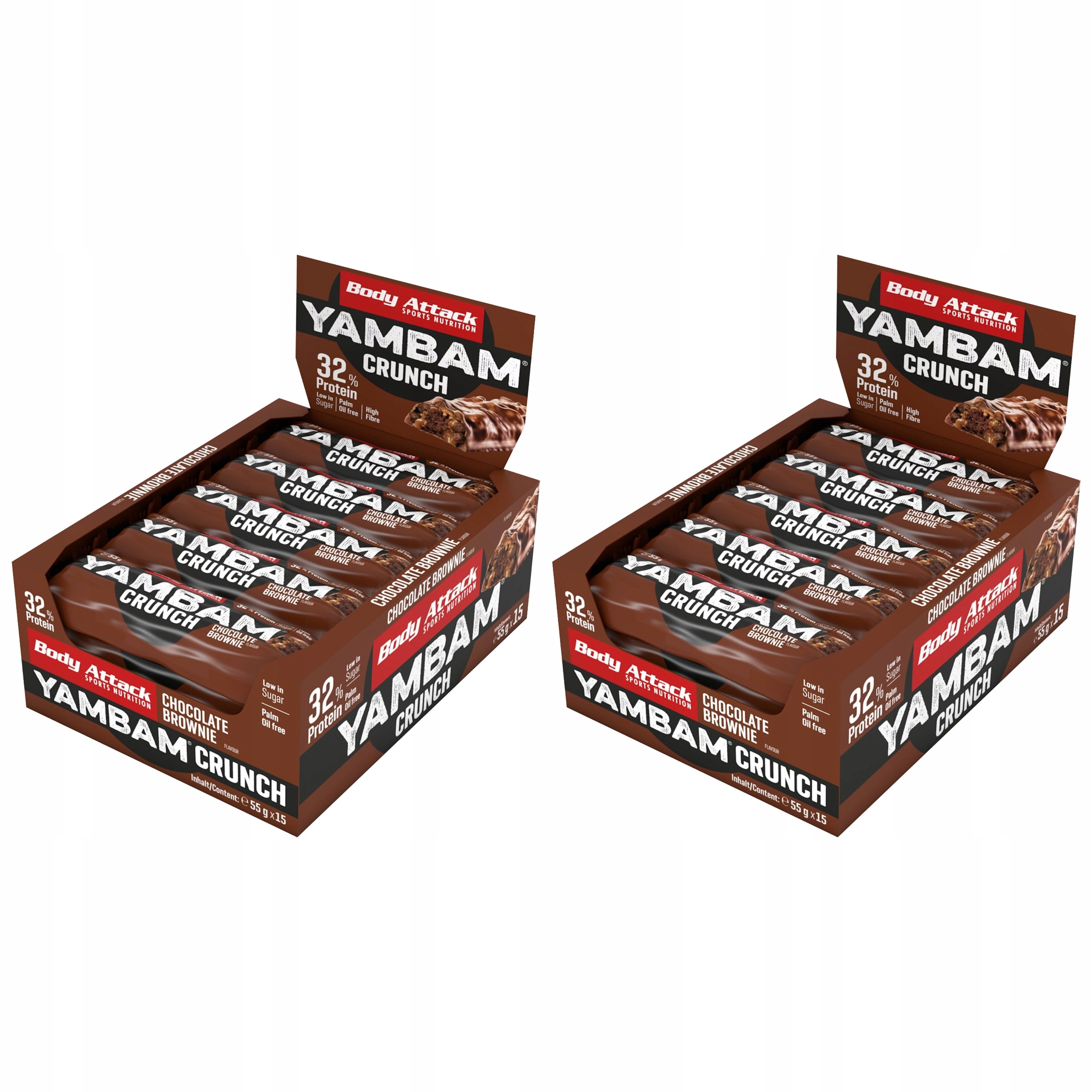 2x Proteinová Tyčinka Proteinová bílkovina Yambam 15 x 55 g Low Sugar Body Attack