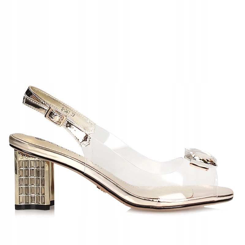 Elegantní zlaté sandály na podpatku Sca'viola S-361 Gold