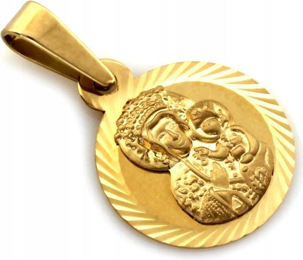 Zlatý medailonek kolečko 585 jemný kulatý frézovaný jako dárek, křest 14k