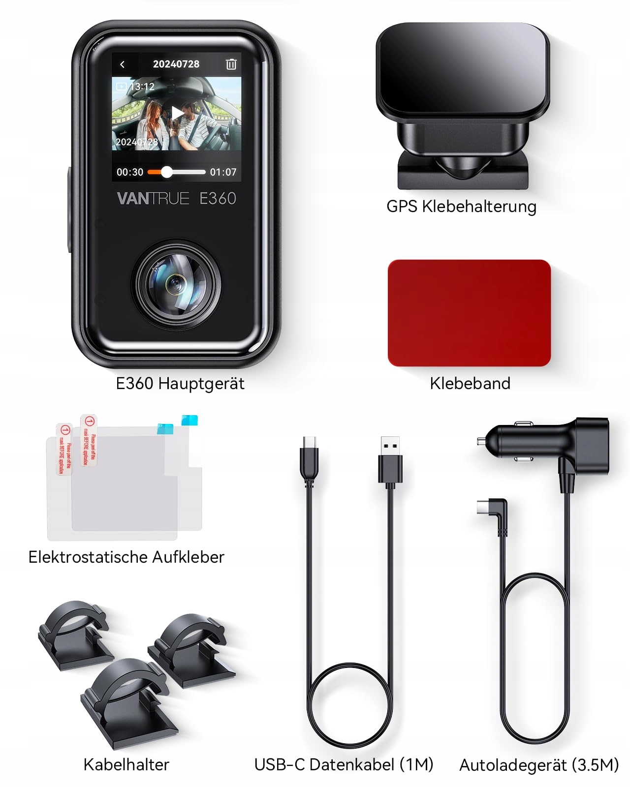 VANTRUE E360 Kamera Samochodowa 5.2K 360° HDR GPS WiFi Parkowanie — miniatura 8