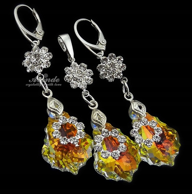 Krystaly Komplet Aurora Orchidej Stříbro Arande