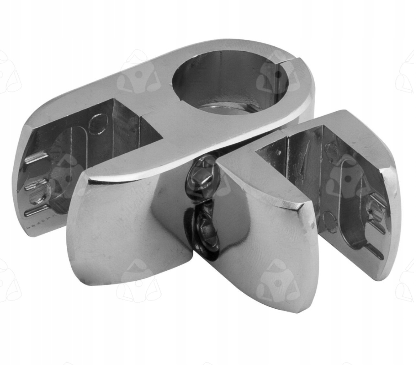 Złącze podwójne do płyty/szkła kątowe fi25 chrom