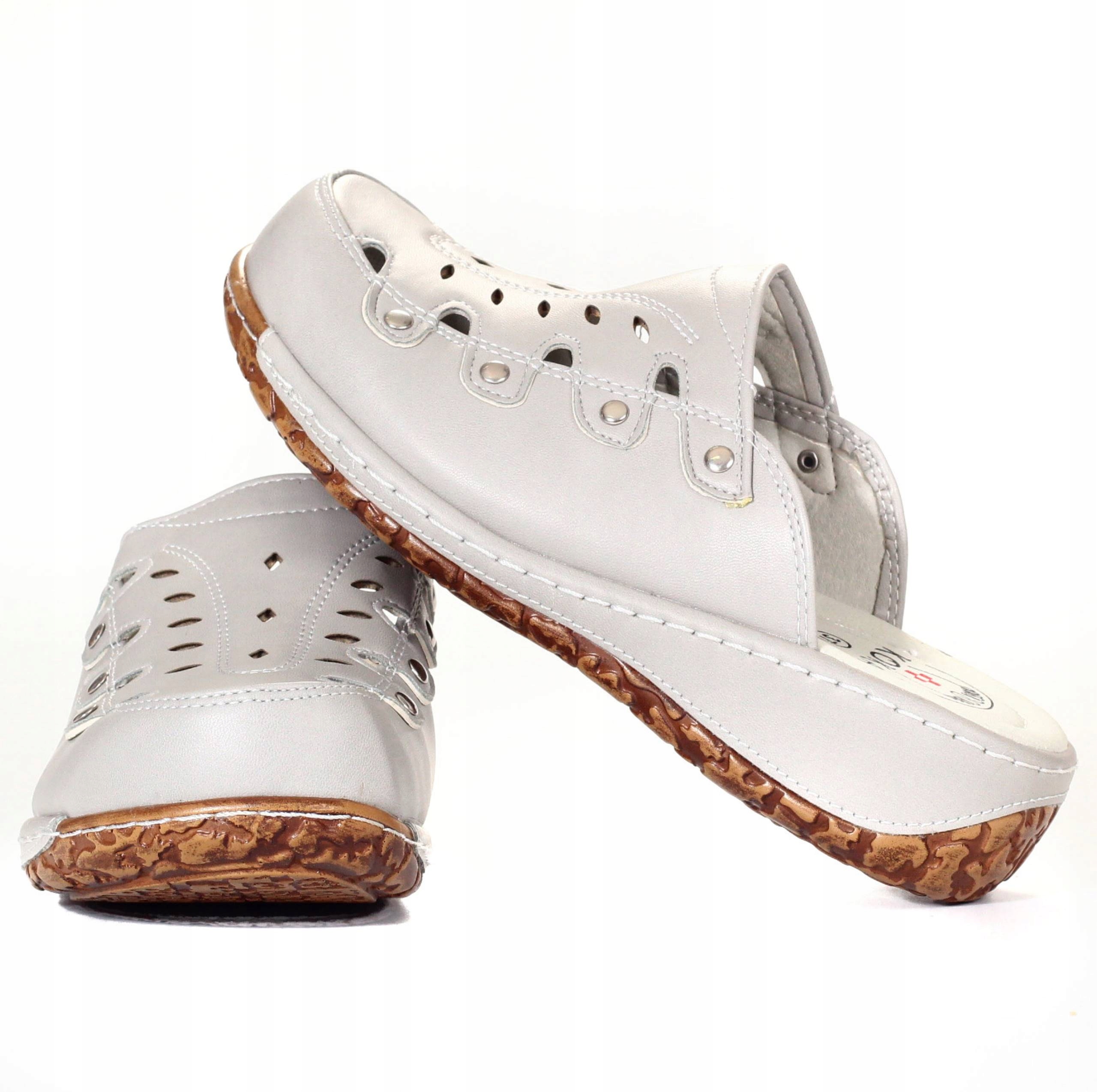 ORTOPEDYCZNE KLAPKI DAMSKIE LEKKIE SZYTE SKÓRA Oryginalne opakowanie producenta pudełko