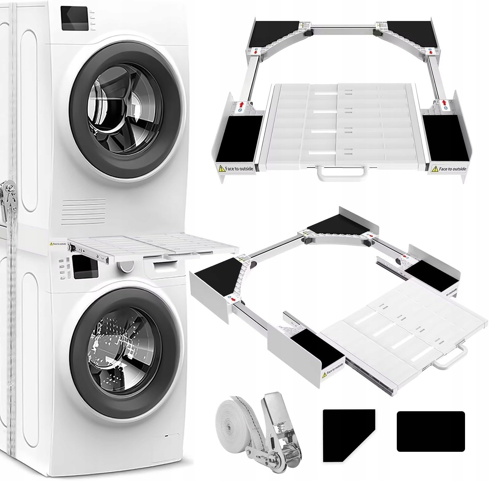 Niuxx Zestaw do układania pralek z paskiem grzechotkowym do pralki 53-68 cm