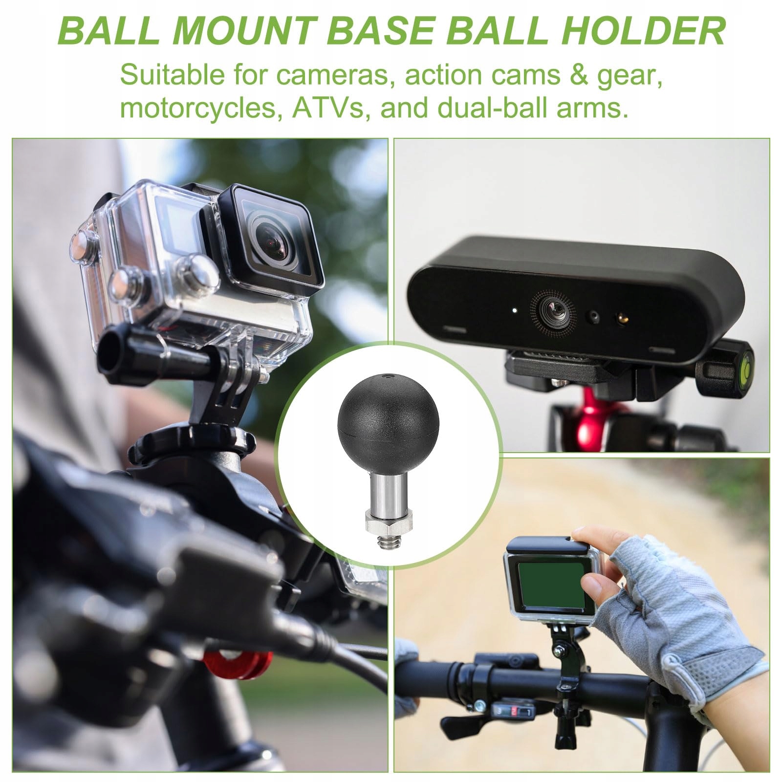Adapter RAM Mount 25mm Do Kamery Sportowej Stalowy Uchwyt Srebrny PATIKIL — miniatura 7