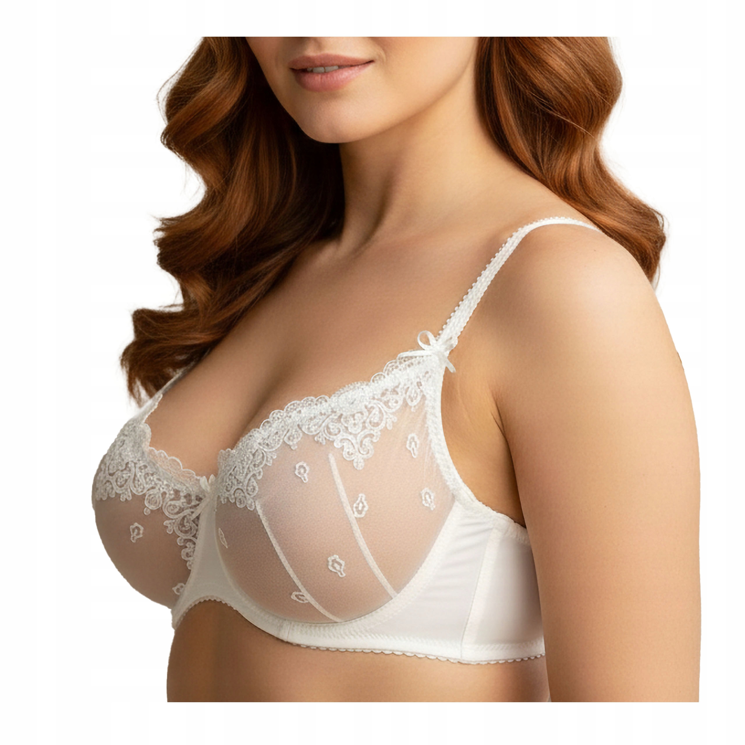 Sexy dámská podprsenka s měkkými kosticemi, krajka, bílá balkonetka Kleo 75C