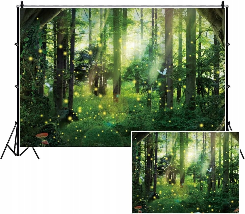 Fotografické pozadí magický zelený les 300 x 250 cm džungle fantasy cosplay