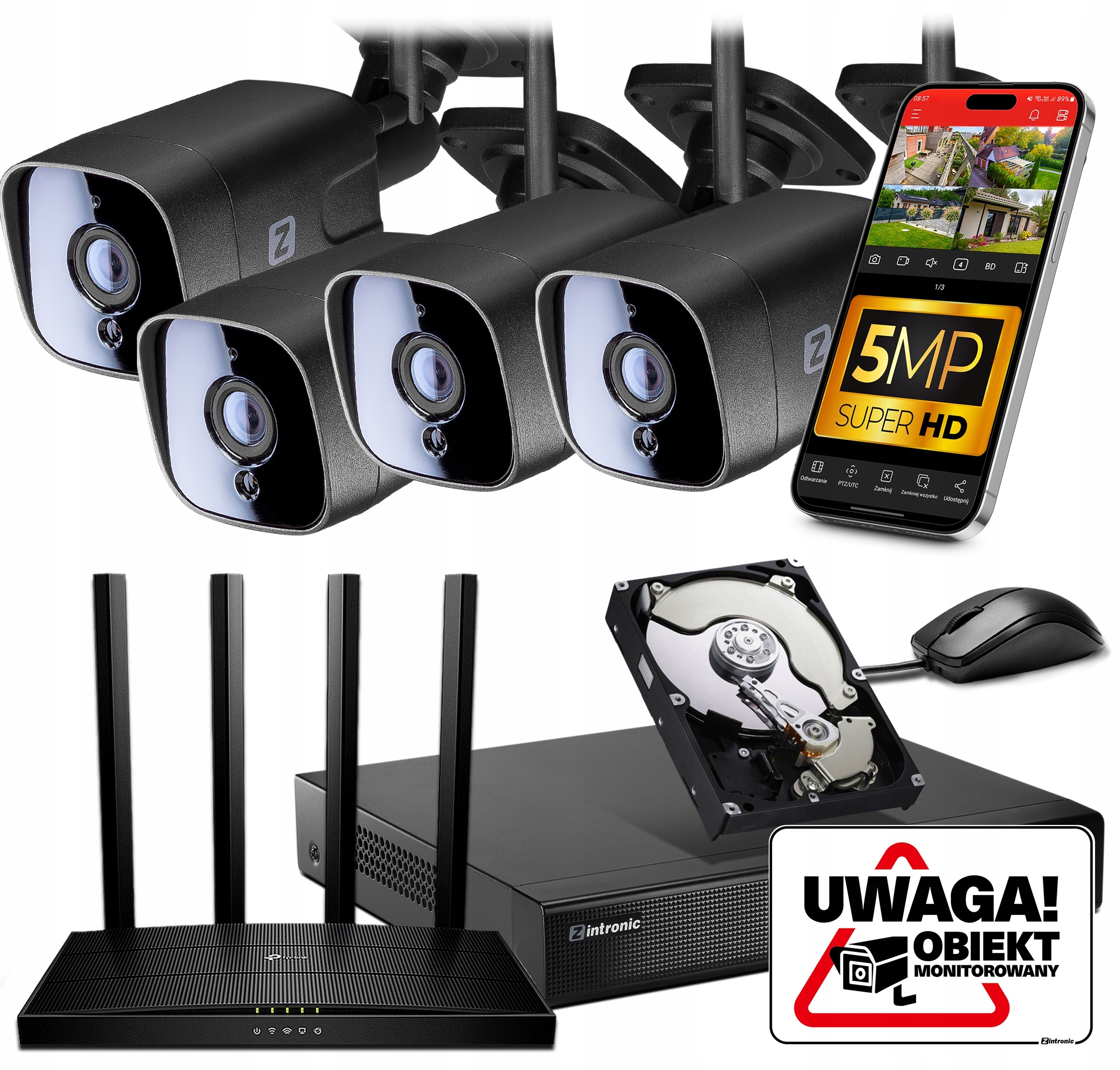 Sada pro Monitorování Ip WiFi 4 Kamery 5MPx Bez Disku s rekordérem