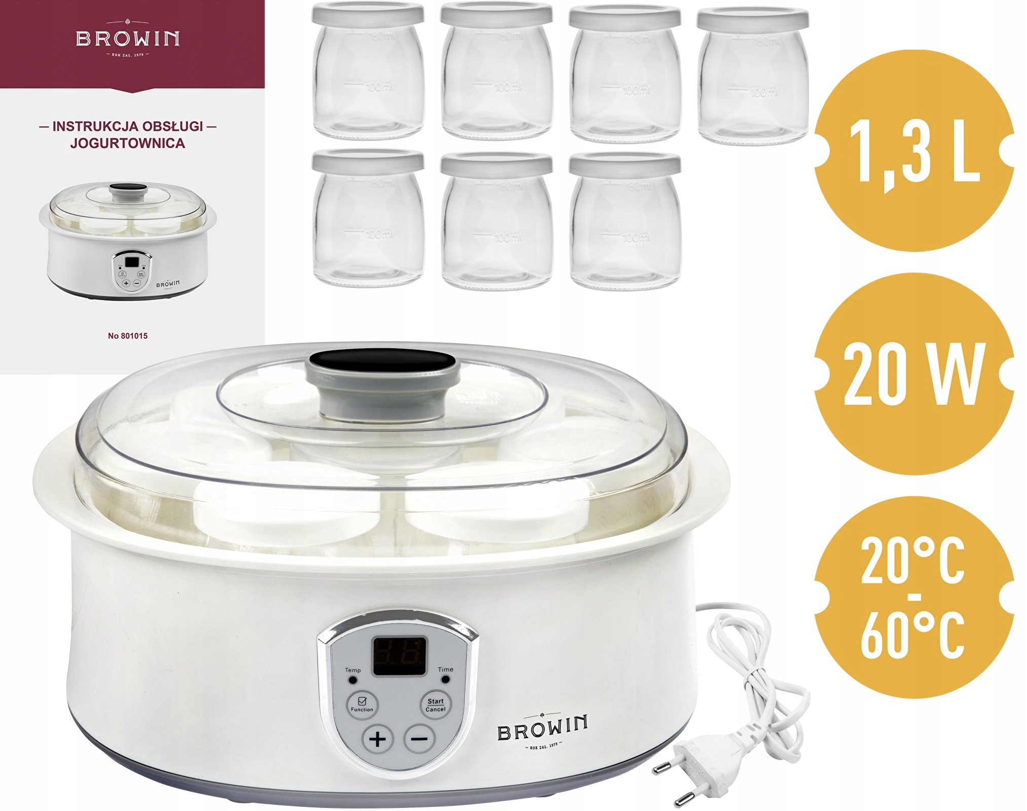

Jogurtownica Cyfrowa Automatyczna Jogurt Kefir 20W