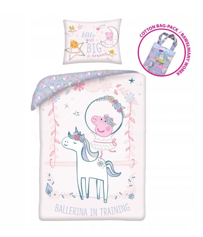 

90x120 Pościel Świnka Peppa Pepa Róż Miś George