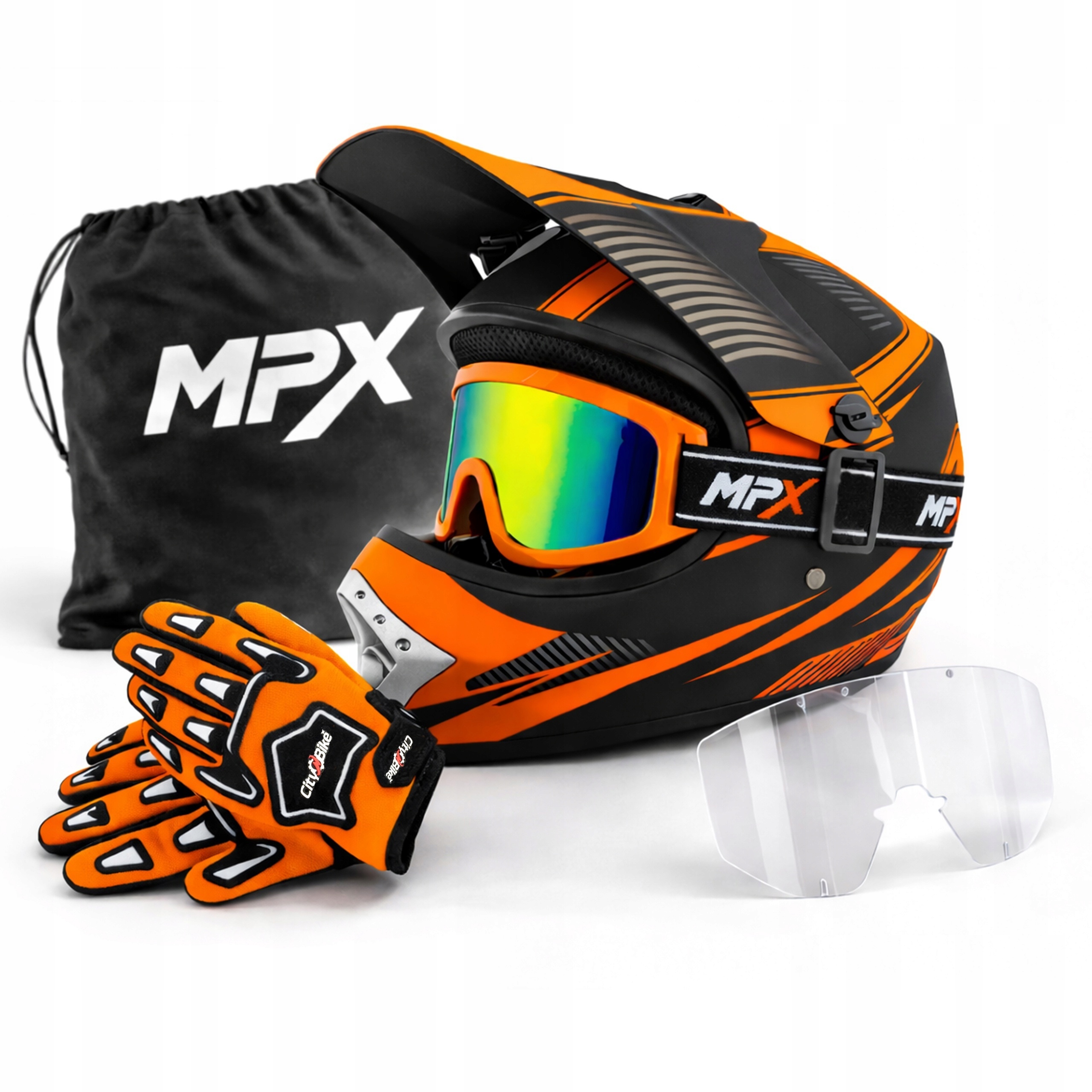 Kask Enduro Gogle Rękawice dla dziecka Quad Bmx Cross Hulajnoga L 57-58cm