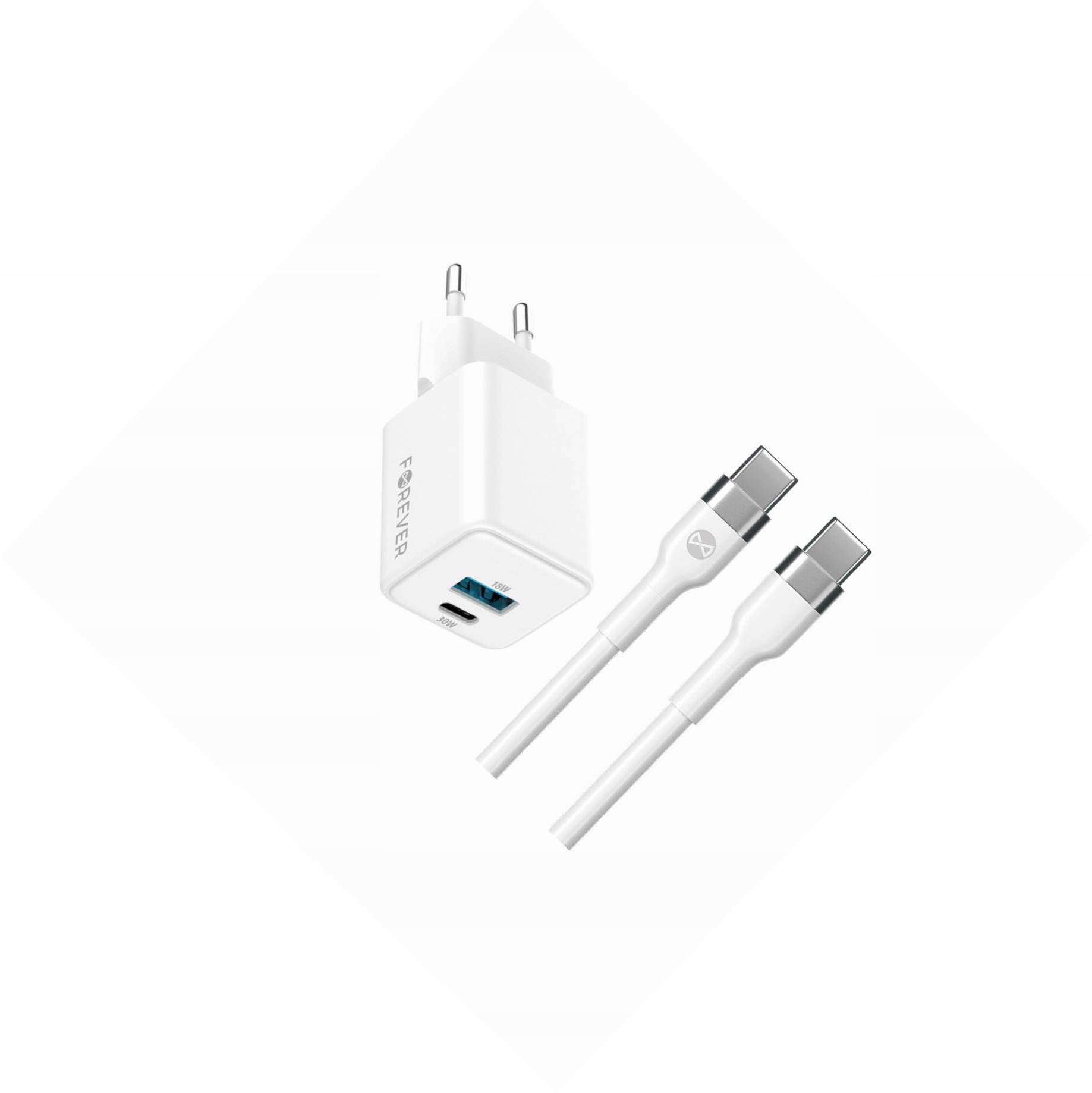 Szybka ładowarka GaN 30W 2 wejścia Usb i Usb-c z kablem do OnePlus 9 Pro