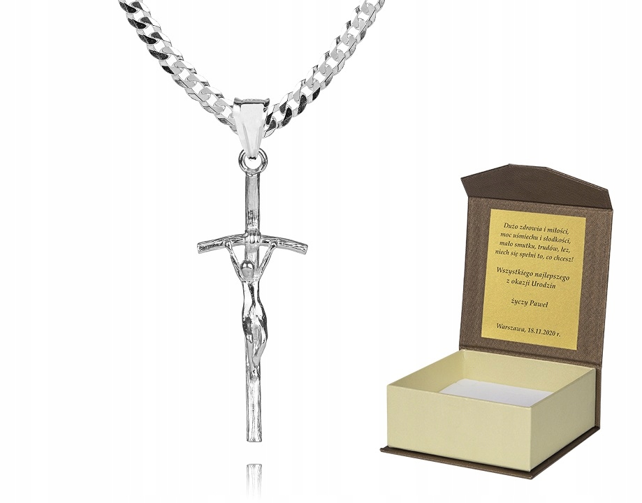 925 Stříbrný řetízek křížek Dedykation 50cm P2K21
