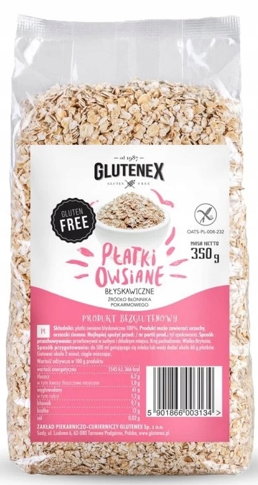 Glutenex Ovesné vločky instantní, bezlepkové, 350 g
