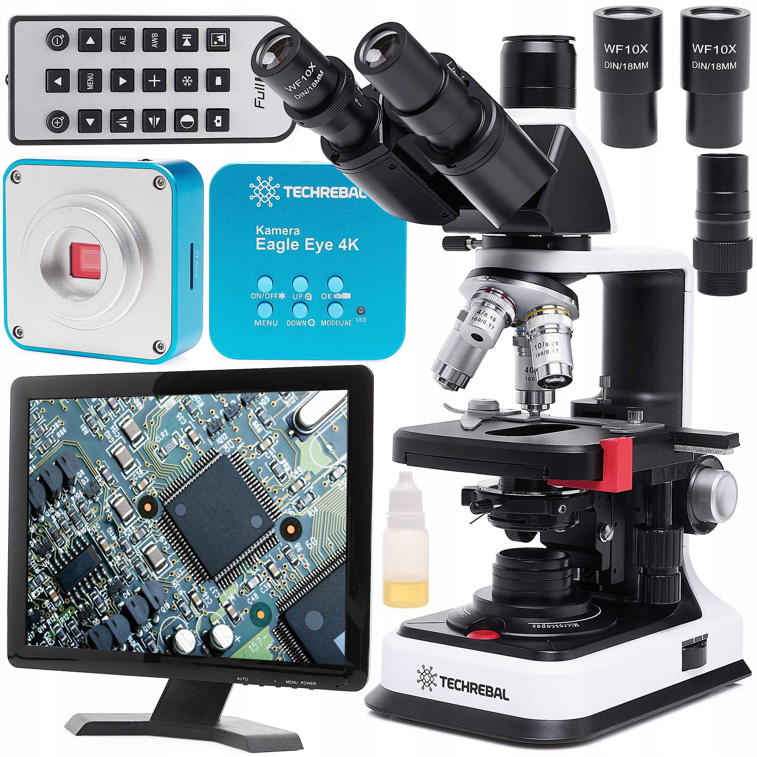 Mikroskop Biologiczny Pro Hq 1000x Kamera 4K Monitor 10" 25x Próbki Pęseta