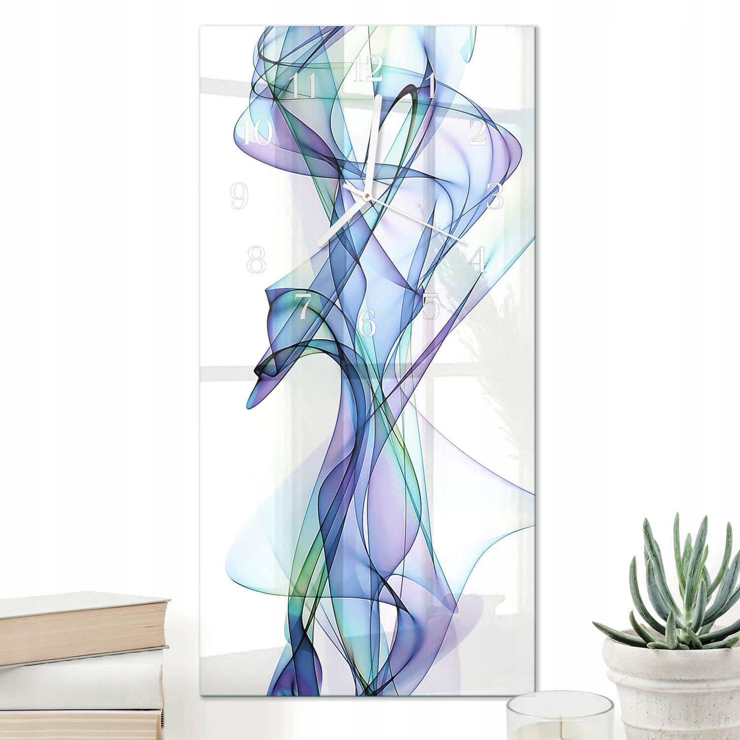 Vertikální hodiny 30x60 cm Skleněné nástěnné hodiny do předsíně se vzorem