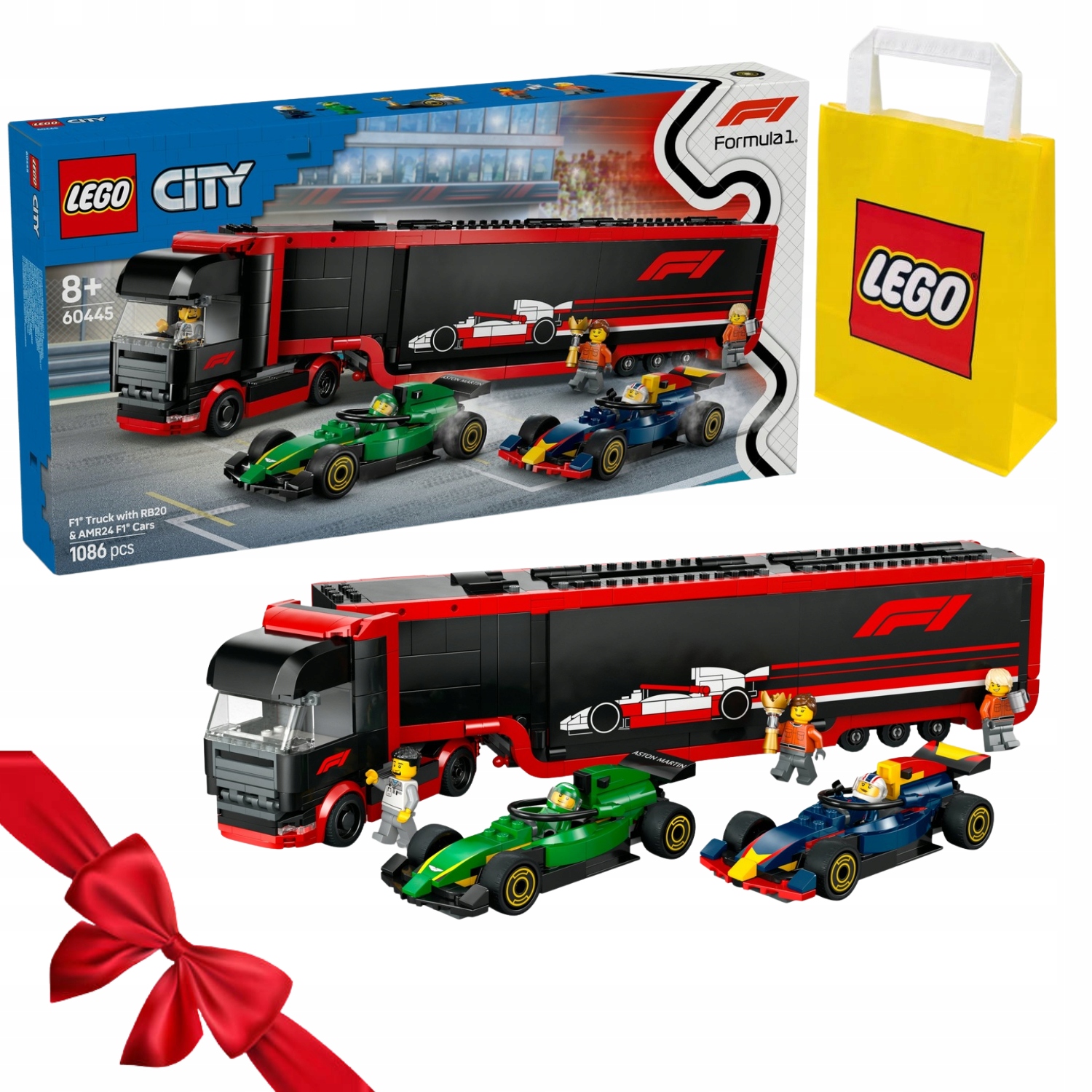 Zestaw Klocków Lego City 60445 F1 Ciężarówka Z Bolidami RB20 i AMR24 F1